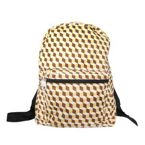 Studio 33 Brown & Yellow 3D Cube Designed Backpack